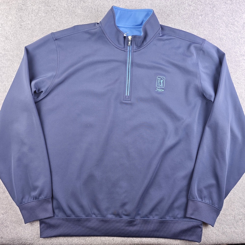 F&G Tech TPC Sawgrass Mens XXL Quarter Zip Golf Pullover Navy Blue Performance